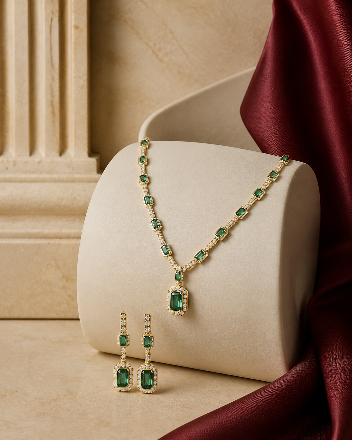 Emerald and diamond jewellery by Tulja Global